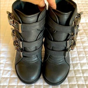 Bally black/grey leather boots